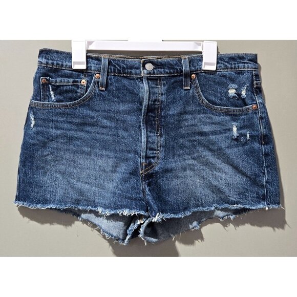 Levi's 501 Original Fit Personal Pair High Rise Distressed Shorts -- Size 33 - Picture 2 of 7